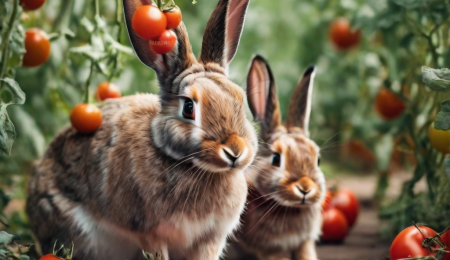 rabbits eating tomatoes